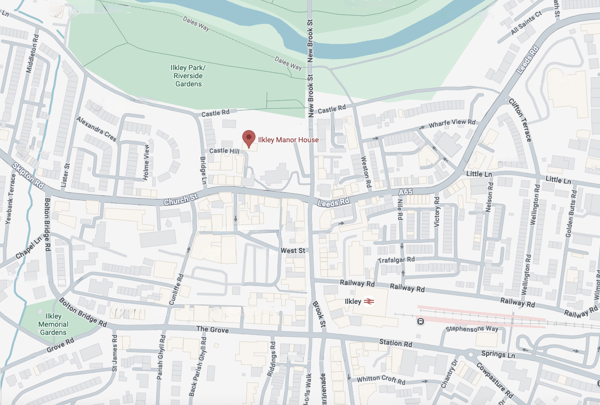 Map showing location of Ilkley Manor House, Castle Yard, Church Street, Ilkley
